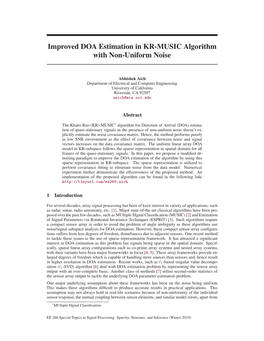 Improved DOA Estimation in KR-MUSIC Algorithm with Non-Uniform Noise