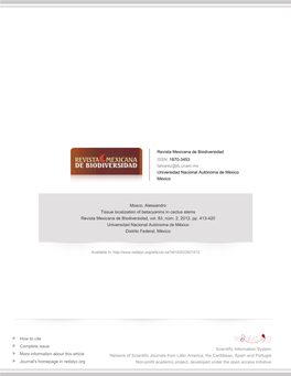 Redalyc.Tissue Localization of Betacyanins in Cactus Stems