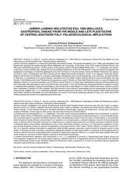 Mollusca, Gastropoda, Enidae) from the Middle and Late Pleistocene of Central-Southern Italy