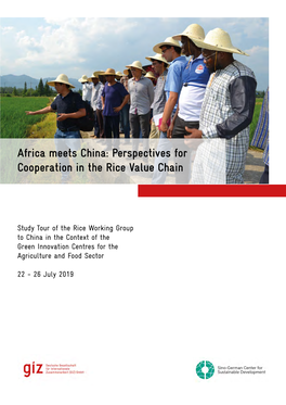 Africa Meets China: Perspectives for Cooperation in the Rice Value Chain