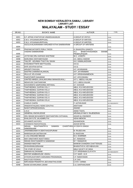 Malayalam - Study / Essay