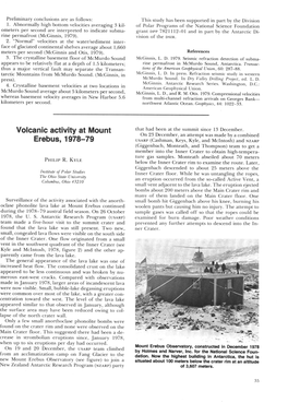 Volcanic Activity at Mount Erebus, 1978-79