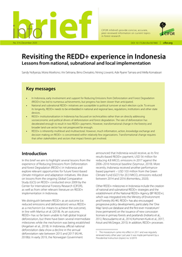 Revisiting the REDD+ Experience in Indonesia Lessons from National, Subnational and Local Implementation