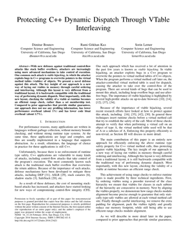 Protecting C++ Dynamic Dispatch Through Vtable Interleaving