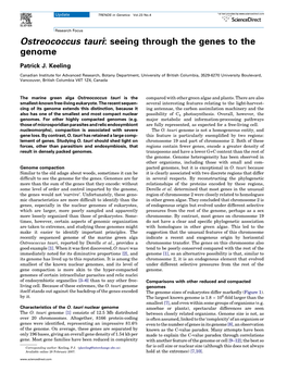 Ostreococcus Tauri: Seeing Through the Genes to the Genome