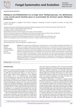 Boletaceae), a New Smooth-Spored Lamellate Genus to Accommodate the American Species Phylloporus Boletinoides