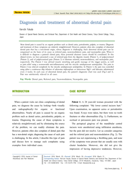 Diagnosis and Treatment of Abnormal Dental Pain