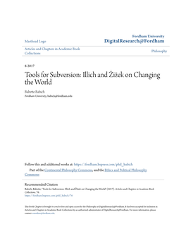 Illich and Žižek on Changing the World Babette Babich Fordham University, Babich@Fordham.Edu