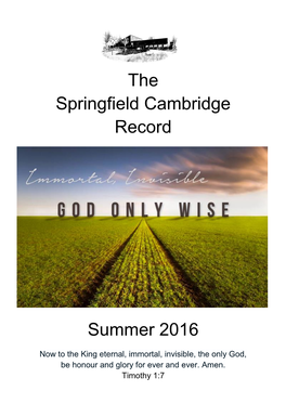 The Springfield Cambridge Record Summer 2016