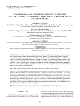 Chinchillidae and Dolichotinae Rodents (Rodentia: Hystricognathi: Caviomorpha) from the Late Pleistocene of Southern Brazil