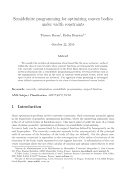 Semidefinite Programming for Optimizing Convex Bodies Under