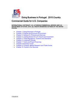 Doing Business in Portugal: 2015 Country Commercial Guide for U.S
