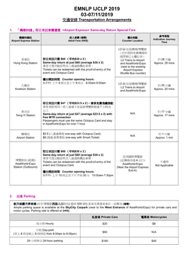 EMNLP IJCLP 2019 03-07/11/2019 交通安排 Transportation Arrangements