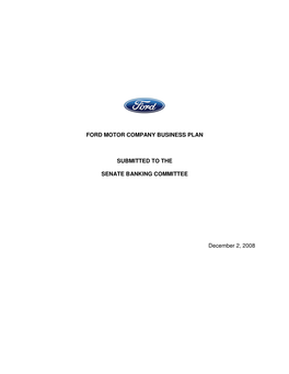 Ford Motor Company Business Plan Submitted to The