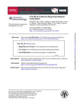 Lung Injury CXCR2 Is Critical to Hyperoxia-Induced