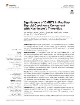 Significance of DMBT1 in Papillary Thyroid Carcinoma Concurrent with Hashimoto&Rsquo