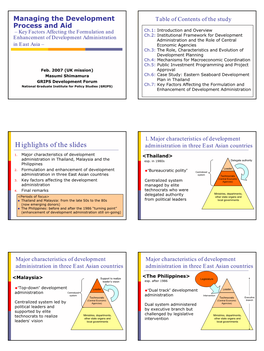 Highlights of the Slides Administration in Three East Asian Countries