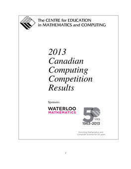 2013 Canadian Computing Competition Results