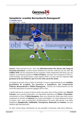 Sampdoria: Scambio Bernardeschi-Damsgaard? Di Claudio Nucci 21 Luglio 2021 – 13:04