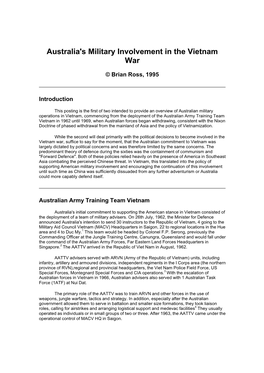 Australia's Military Involvement in the Vietnam War