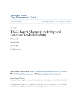 Recent Advances in the Biology and Genetics of Lowbush Blueberry Daniel J