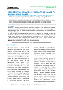 Morphometric Analysis of Sella Turcica and Its