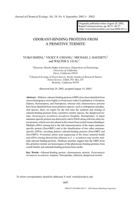 Odorant-Binding Proteins from a Primitive Termite