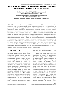 Hotspot Validation of the Himawari-8 Satellite Based on Multisource Data for Central Kalimantan