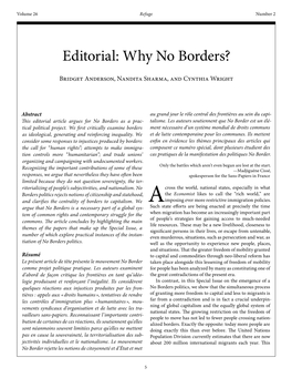 Editorial: Why No Borders?