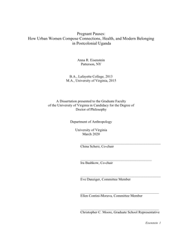 Pregnant Pauses: How Urban Women Compose Connections, Health, and Modern Belonging in Postcolonial Uganda