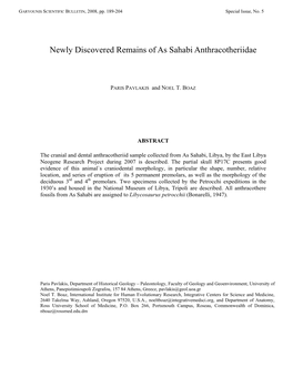 Newly Discovered Remains of As Sahabi Anthracotheriidae