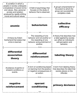 Anomie Behaviorism Collective Efficacy Differential Association Theory