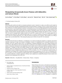 Manipulating Aeroponically Grown Potatoes with Gibberellins and Calcium Nitrate