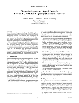 Towards Dependently Typed Haskell: System FC with Kind Equality (Extended Version)