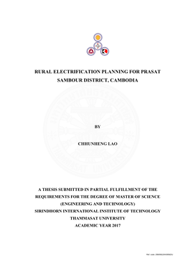 Rural Electrification Planning for Prasat Sambour District, Cambodia