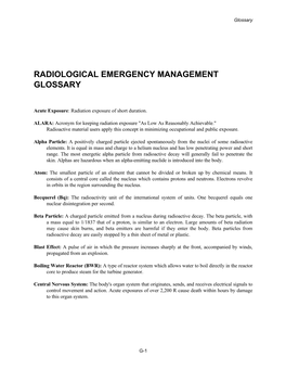 Radiological Emergency Management Glossary