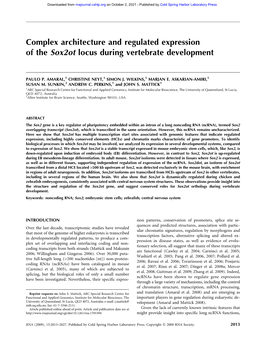 Complex Architecture and Regulated Expression of the Sox2ot Locus During Vertebrate Development