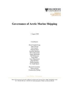 Governance of Arctic Marine Shipping