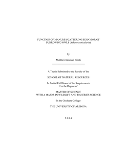 Smith, M.D. 2005. Function of Manure Scattering Behaviour in Burrowing