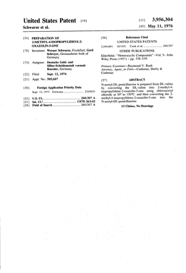 United States Patent (19) 11 3,956,304 Schwarze Et Al