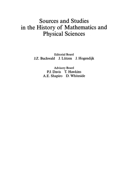 Sources and Studies in the History of Mathematics and Physical Sciences