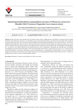 Spatiotemporal Distribution and Population Structure of Clibanarius Symmetricus (Randall, 1840) (Crustacea, Diogenidae) in an Amazon Estuary
