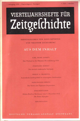 Vierteljahrshefte Für Zeitgeschichte Jahrgang 7(1959) Heft 4