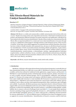 Silk Fibroin-Based Materials for Catalyst Immobilization