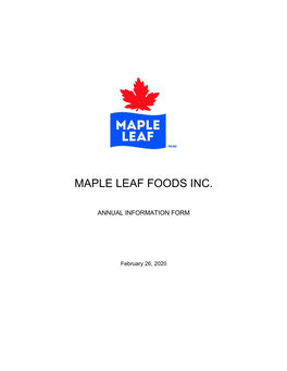 Maple Leaf Foods 2020 Annual Informaion Form