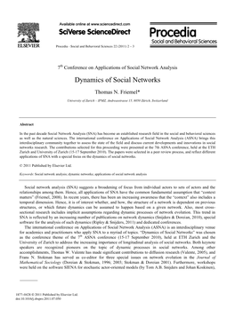 Dynamics of Social Networks