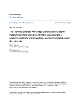 The Technical Sciences Knowledge Exchange and Academic