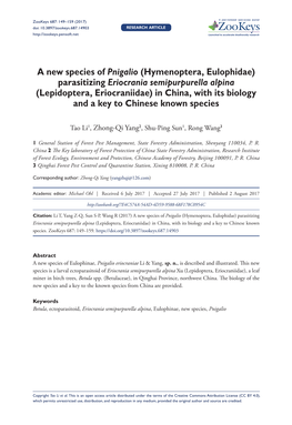 A New Species of Pnigalio (Hymenoptera, Eulophidae)