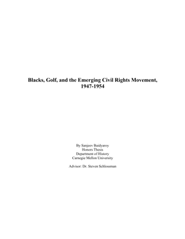 Blacks, Golf, and the Emerging Civil Rights Movement, 1947-1954