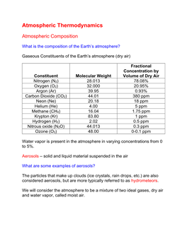 Atmospheric Thermodynamics